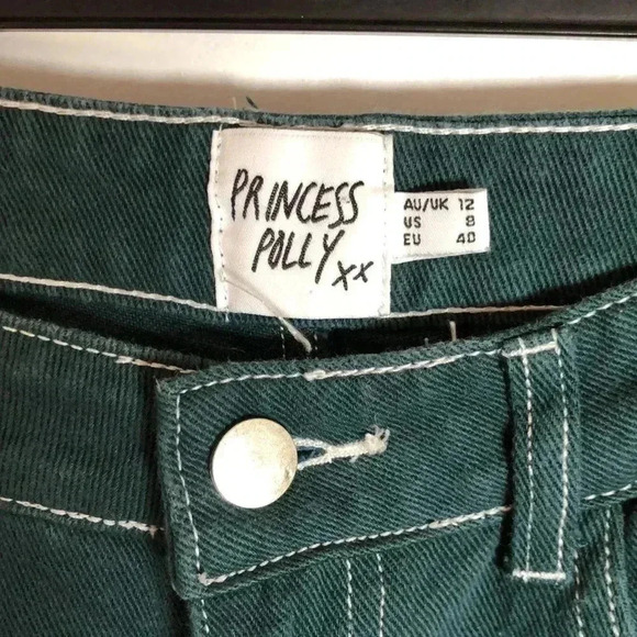 Princess Polly green carpenter jeans.  Size 8. - Picture 3 of 7
